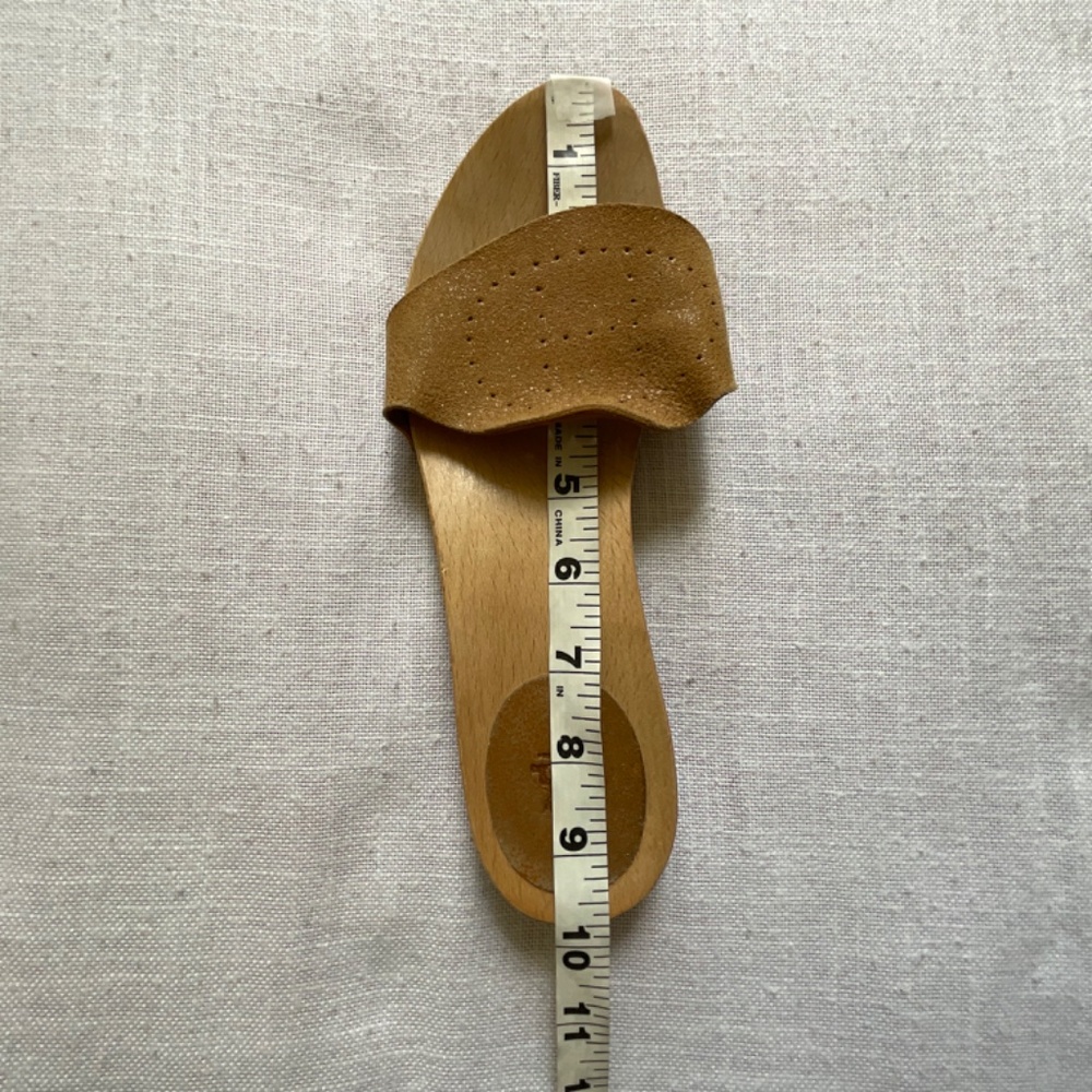 Hermes Tan Leather Slide Sandals with Wood Sole - Picture 8 of 16